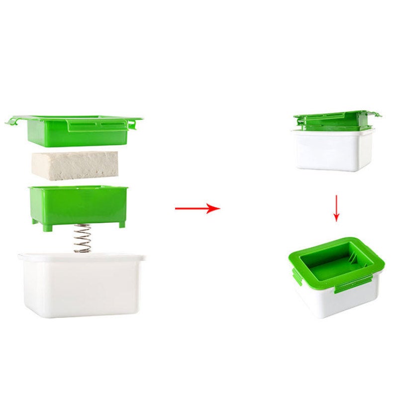 Tofu Press, Fashionable Press, Built-In Tofu Drainer and Drip Tray, Homemade Tofu Press(white green) - Image 5