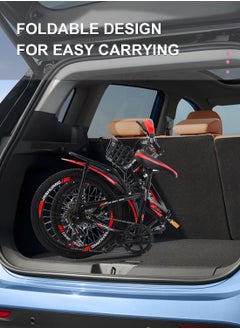 JRSHUANG 18/20/22 Inch Folding Mountain Bike, Dual Disc Brake Bicycle with Adjustable Seat and Water Bottle, for 6-18 Years Boys and Girls  - Image 5