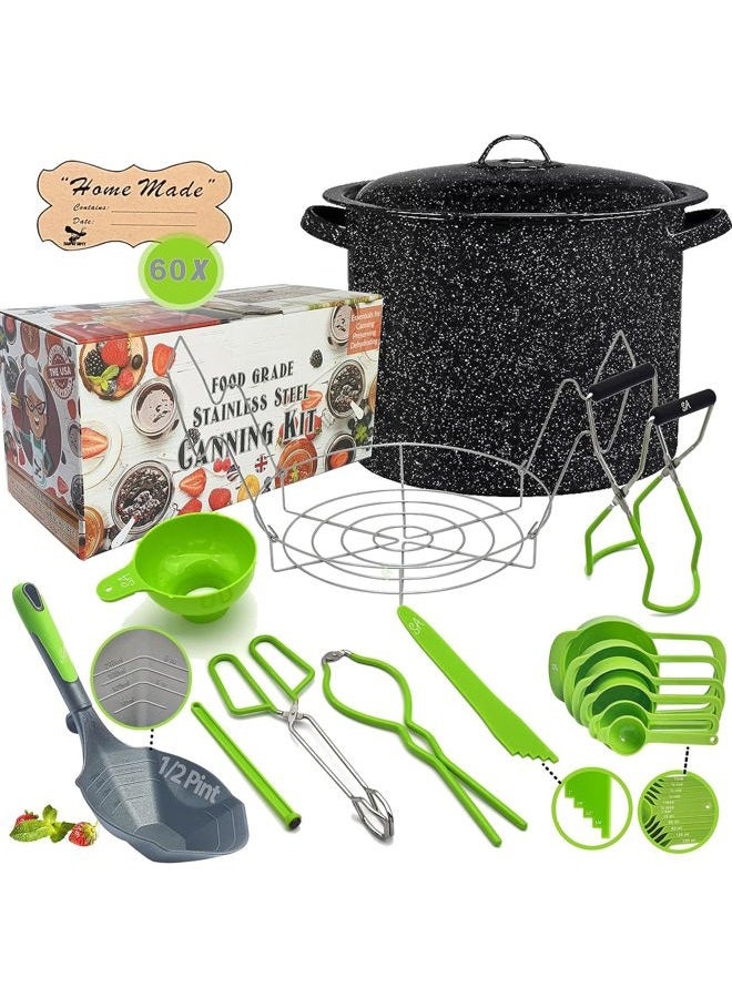 Supa Ant Canning Pot with Rack and Full Set + ½ Pint ladle Measuring Cups - Supplies Kit for Beginner, Food Grade Stainless Steel Accessories Starter - Image 1