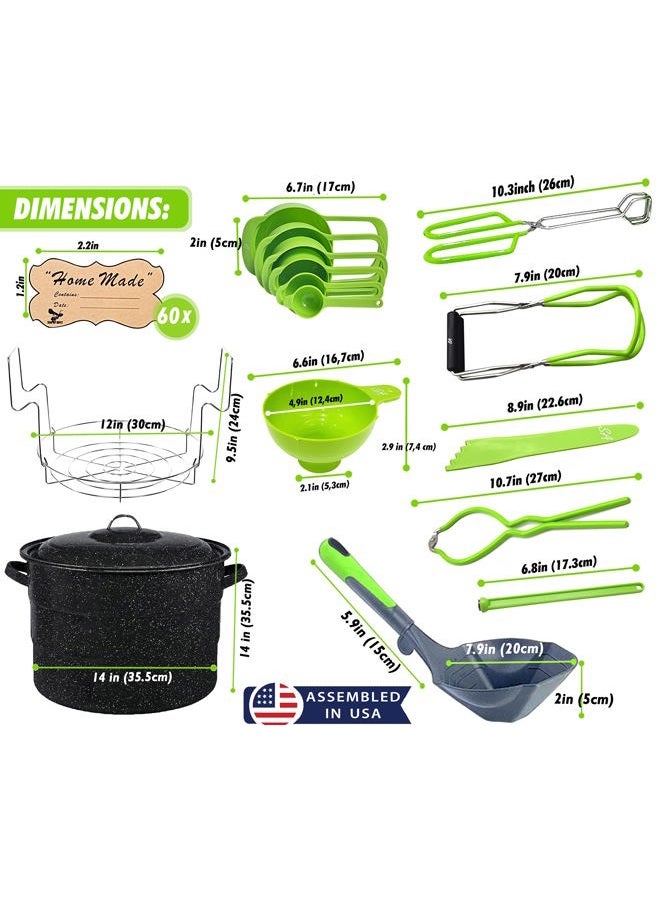 Supa Ant Canning Pot with Rack and Full Set + ½ Pint ladle Measuring Cups - Supplies Kit for Beginner, Food Grade Stainless Steel Accessories Starter - Image 5