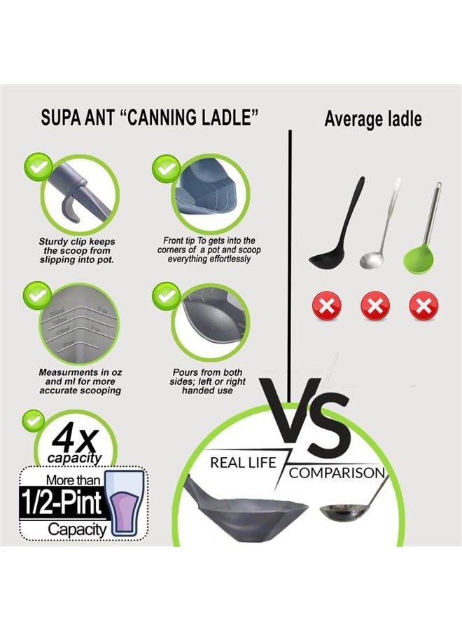 Supa Ant Canning Pot with Rack and Full Set + ½ Pint ladle Measuring Cups - Supplies Kit for Beginner, Food Grade Stainless Steel Accessories Starter - Image 3