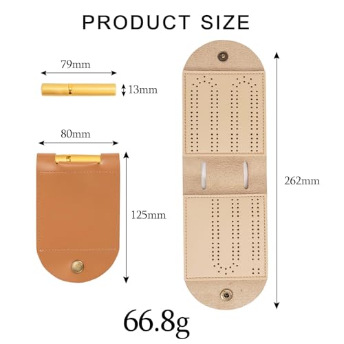AKV Travel Cribbage Board Game Set Portable Cribbage Boards Unique 2 Track Cribbage Board Foldable PU Mini Cribbage Board with 4 Cribbage Pegs Folded314x492inAfter Unfolding L1031in 1Pcs - Image 5