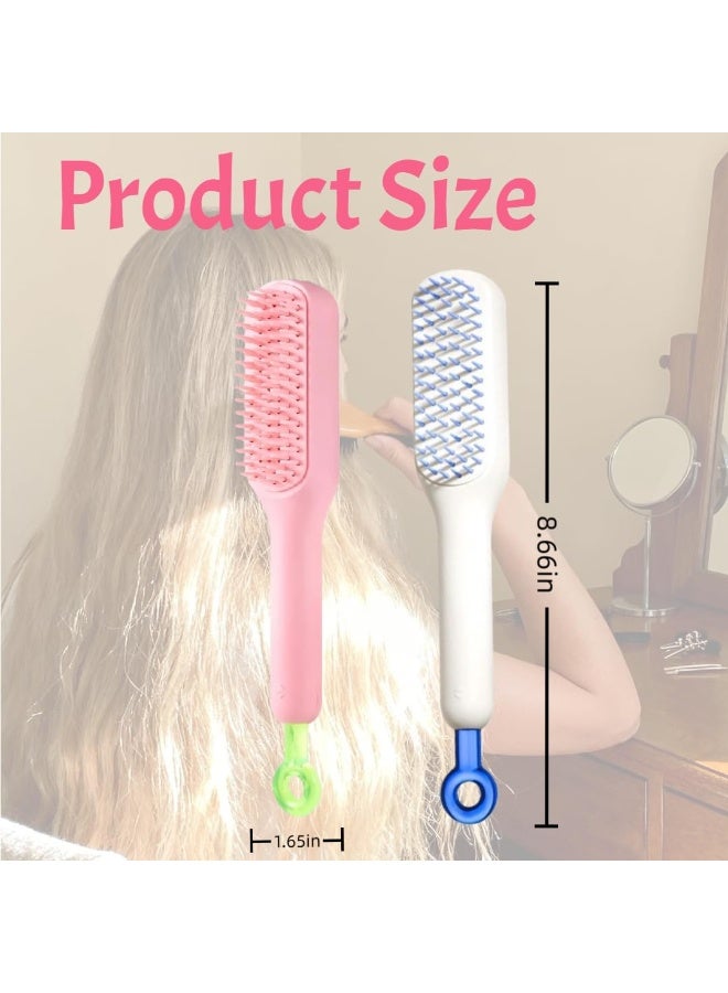 Anti Static Self Cleaning Massage Hair Brush with One Pull Hair Removal Retractable Bristles Detangling Styling Comb for Women Lightweight Travel Friendly Hairbrush for Daily Use All Hair Types - Image 4