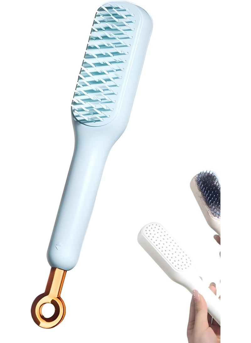 Anti Static Self Cleaning Massage Hair Brush with One Pull Hair Removal Retractable Bristles Detangling Styling Comb for Women Lightweight Travel Friendly Hairbrush for Daily Use All Hair Types - Image 1