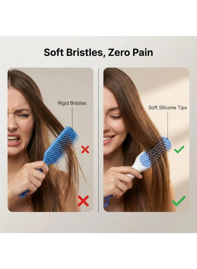 Anti Static Self Cleaning Massage Hair Brush with One Pull Hair Removal Retractable Bristles Detangling Styling Comb for Women Lightweight Travel Friendly Hairbrush for Daily Use All Hair Types - Image 2