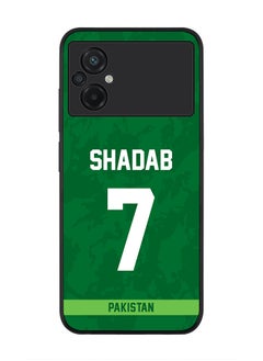 Rugged Black Edge Case for Xiaomi Poco M5, Slim fit Soft Case Flexible Rubber Edges Thin Cover - Player Name - Shadab Khan, Jersey Number- 7