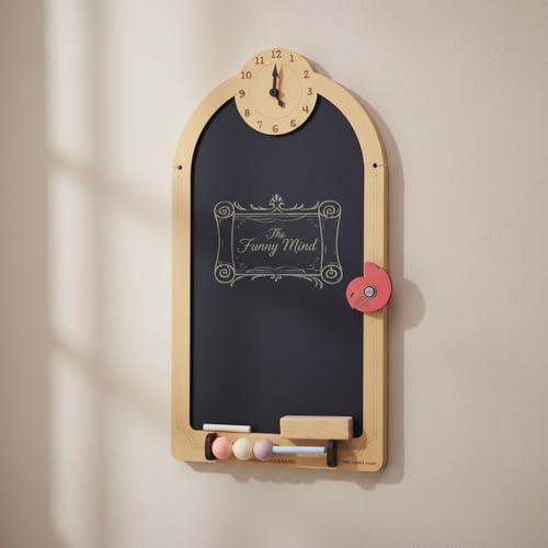The Funny Mind Wooden Multipurpose Antique Black Chalk Board with Chalk & Duster | Decorative Writing Board for Kids & Adults | Home, Kitchen, Restaurant & Café Use | 50 x 27 cm - Image 4