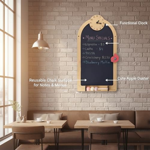 The Funny Mind Wooden Multipurpose Antique Black Chalk Board with Chalk & Duster | Decorative Writing Board for Kids & Adults | Home, Kitchen, Restaurant & Café Use | 50 x 27 cm - Image 3