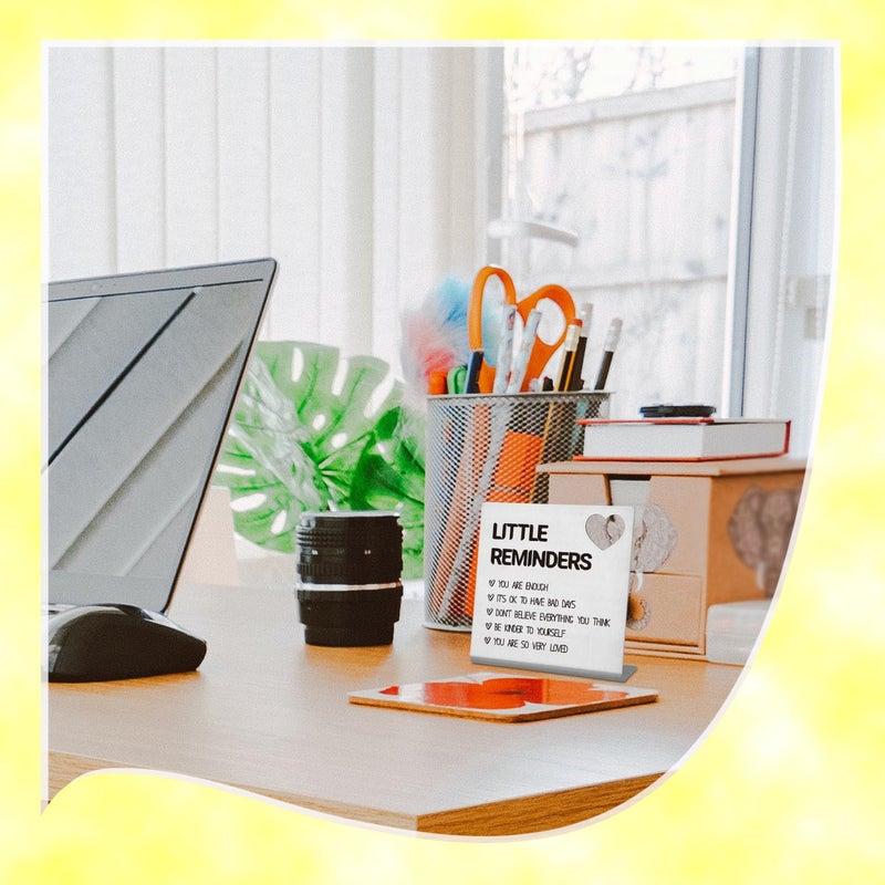 FTONENI Funny Office Desk Decor Sign for Women Coworker Little Reminders Desk Decor Motivational Quote Home Office Bedroom Table Decor Gifts - TZB22 - Image 5