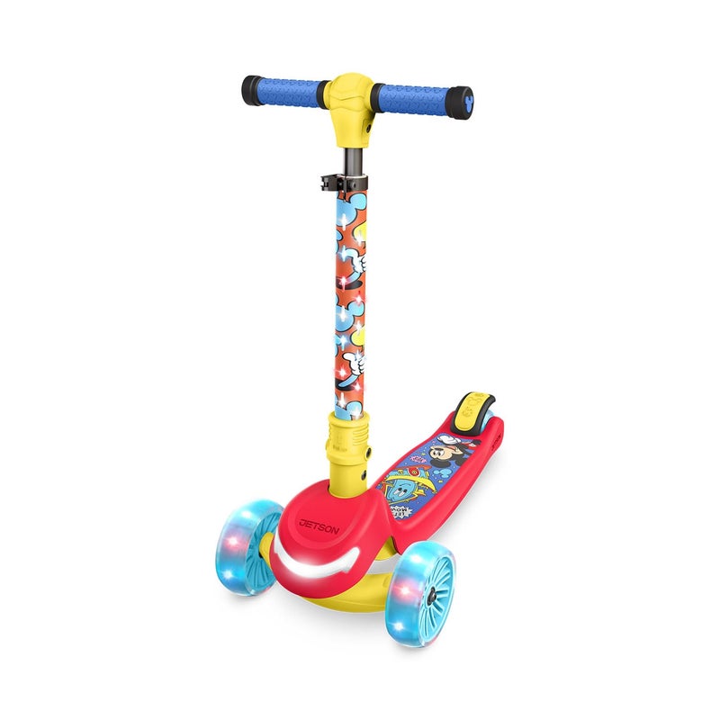 Jetson Disney Mickey™ 3-Wheel Kick Kids Scooter, LED Lights on Stem & Light-Up Wheels, Lightweight Frame, Height-Adjustable Handlebar, Lean-to-Steer System, Easy-Fold Mechanism, Ages 3+, JMCKY-3KIK - Image 1