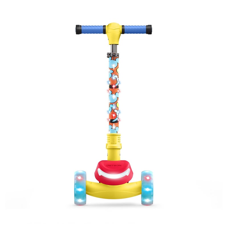 Jetson Disney Mickey™ 3-Wheel Kick Kids Scooter, LED Lights on Stem & Light-Up Wheels, Lightweight Frame, Height-Adjustable Handlebar, Lean-to-Steer System, Easy-Fold Mechanism, Ages 3+, JMCKY-3KIK - Image 4