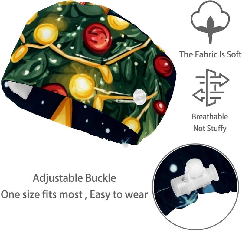 Adjustable Working Cap, 4 Packs Cartoon Vegetable (3) Surgical Cap Sweatband, Tie Back Hat - Image 3