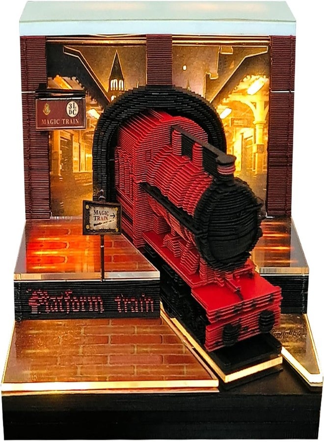 Gonoce Time Piece Calendar, 2026 Desk Calendar Memo Pad, Gonoce 3D Magic Train Creative Time Piece Notepad with Lights, 3D Memo Pad Decoration Gift (2026 Train) - Image 1