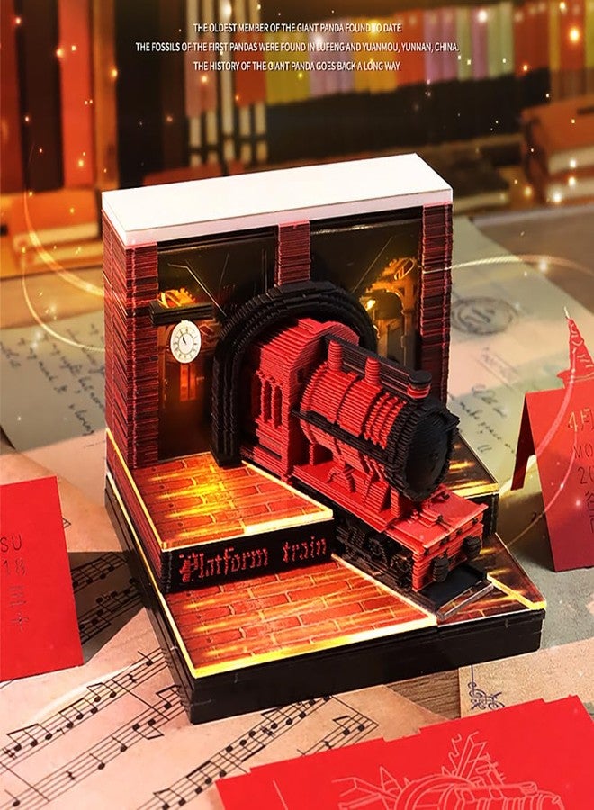 Gonoce Time Piece Calendar, 2026 Desk Calendar Memo Pad, Gonoce 3D Magic Train Creative Time Piece Notepad with Lights, 3D Memo Pad Decoration Gift (2026 Train) - Image 4