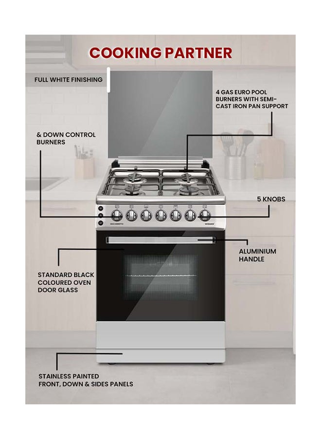 SONASHI Free Standing Gas Oven 60x60 - 4 Burners | Glass lid, Fixed Drawer, Stainless Steel Housing with Electric Ignition | Over has Lamp, Timer and Chicken Rotisserie | Made in Turkey SGO-6060FFD Silver/Black - Image 3