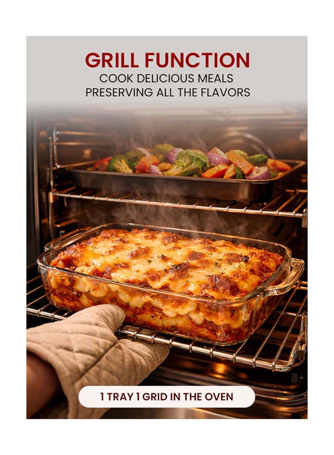 SONASHI Free Standing Gas Oven 60x60 - 4 Burners | Glass lid, Fixed Drawer, Stainless Steel Housing with Electric Ignition | Over has Lamp, Timer and Chicken Rotisserie | Made in Turkey SGO-6060FFD Silver/Black - Image 4