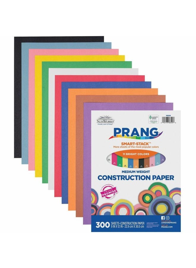 Prang SunWorks Construction Paper, 11 Assorted Colors, 9" x 12", 300 Sheets - Image 1