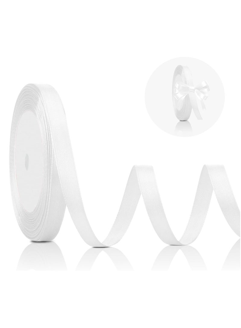 Home zone White Satin Ribbon 1/2 Inch 20 Yards for Wedding Décor Floral Crafts Flower Bouquet Birthday Cake Gift Wrapping Home Use - Image 1