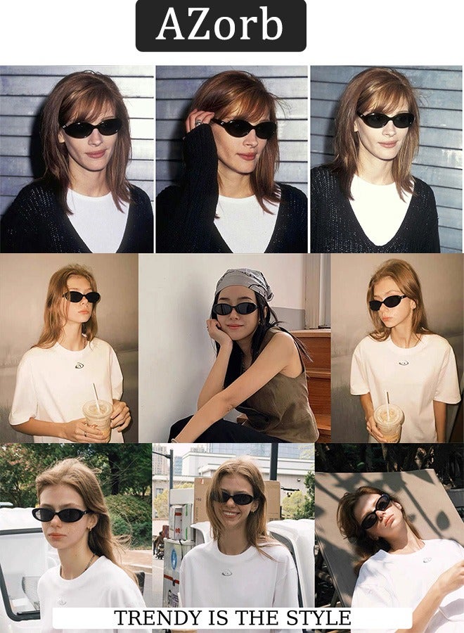 AZorb Oval Sunglasses Women Cat Eye Retro Sun Glassess Men Women Fashion Sunglass Small Lens Eyewear Aesthetic Design Ladies Eye Glasses for UV400 Protection Shades Brown - Image 4
