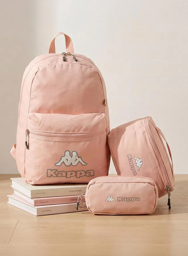 كابا Logo Print 3-Piece School Backpack Set For Kids 8-13 Years With Pencil Pouch And Lunch Bag - 13x27x44 CM