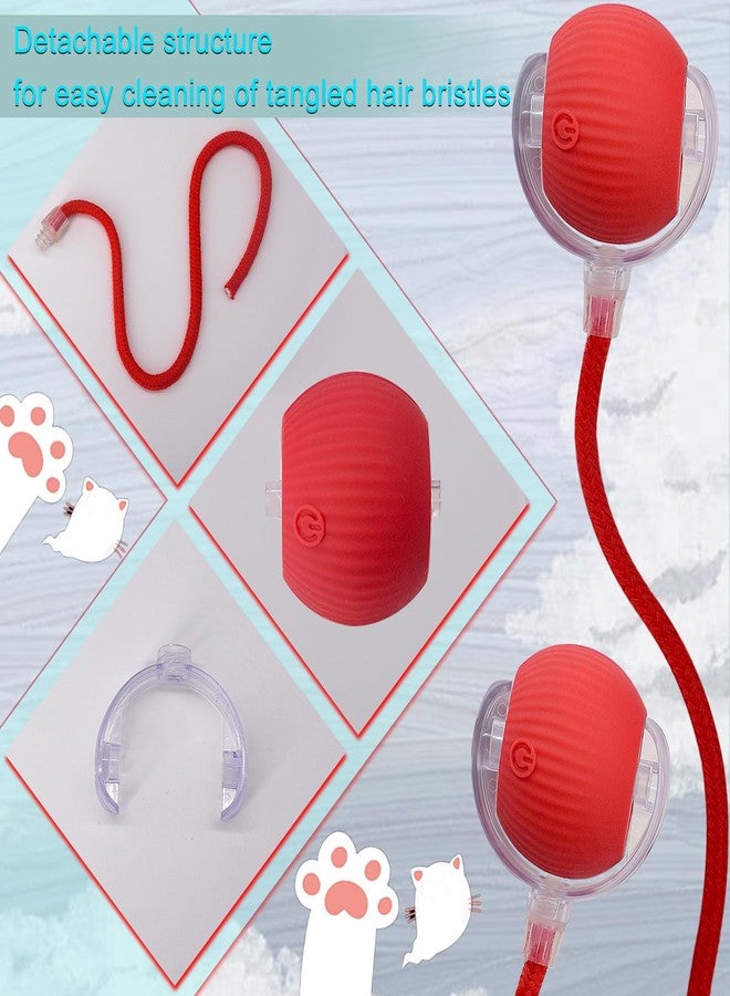 AebDerp Interactive Cat Dog Toy Ball: Indoor Small Automatic Moving Smart Rolling Fun Pet Game with Led Light and String Tail for Motion Activated, Cute Kitten Puppy Present, Exercise Wheel Supplies (Red) - Image 3