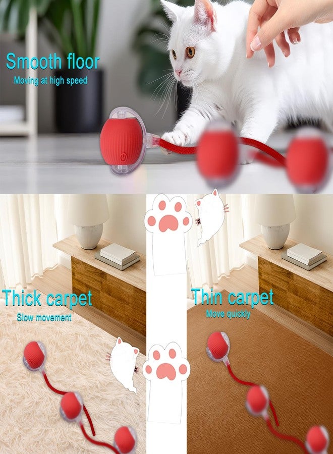 AebDerp Interactive Cat Dog Toy Ball: Indoor Small Automatic Moving Smart Rolling Fun Pet Game with Led Light and String Tail for Motion Activated, Cute Kitten Puppy Present, Exercise Wheel Supplies (Red) - Image 5