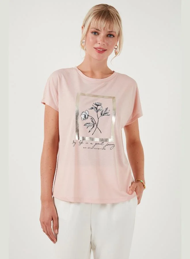 Lela Lela Printed Crew Neck Regular Fit T Shirt Women's T SHIRT 6671006