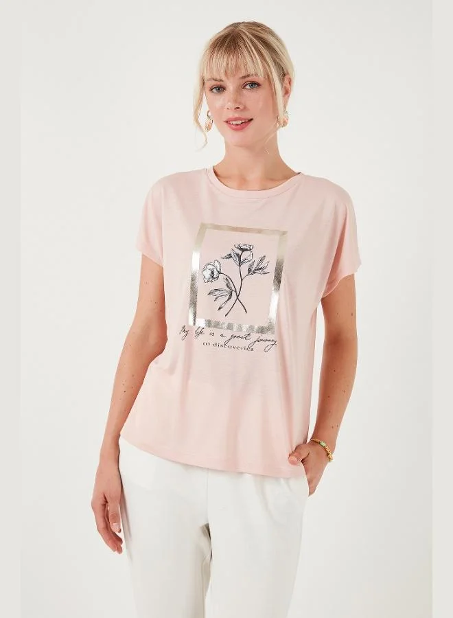 Lela Lela Printed Crew Neck Regular Fit T Shirt Women's T SHIRT 6671006