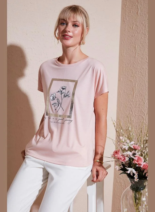 Lela Lela Printed Crew Neck Regular Fit T Shirt Women's T SHIRT 6671006