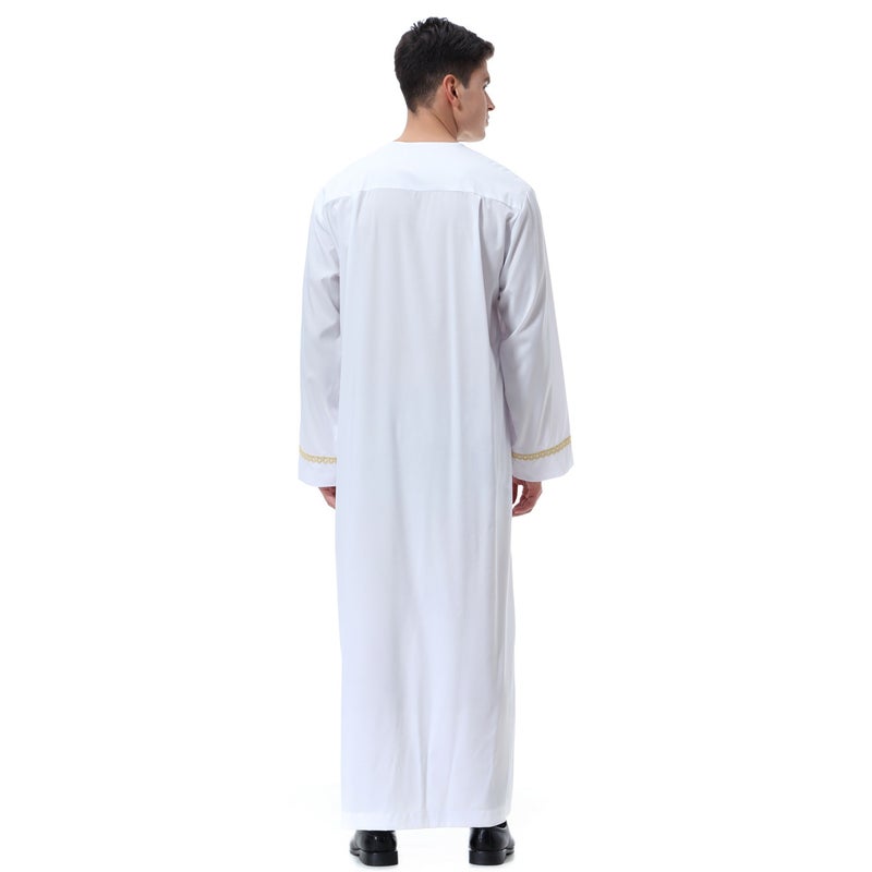 قميص رجالي طويل بياقة دائرية بسحاب مطبوع - Image 2