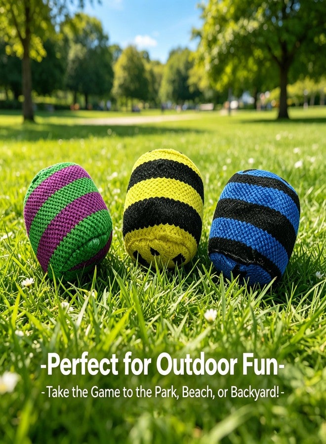 GAISHION 3 Pcs Handmade Hacky Footbag Sack for Party, Soft Pellet Filled Crochet Hacky Balls for Juggling, Kick Sack, Outdoor Skill Training, Random Colors - Image 2