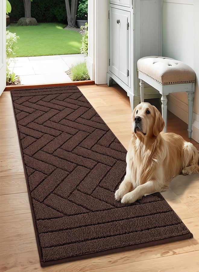 Tindbea Dog Mat for Muddy Paws,Absorbs Moisture Dirt Non-Slip Washable Mud Mat for Dogs,Soft Rubber Backing Front Inside Pet Rug for Entryway, Mud Dog Paws, Patio(24"x59",Coffee) - Image 1
