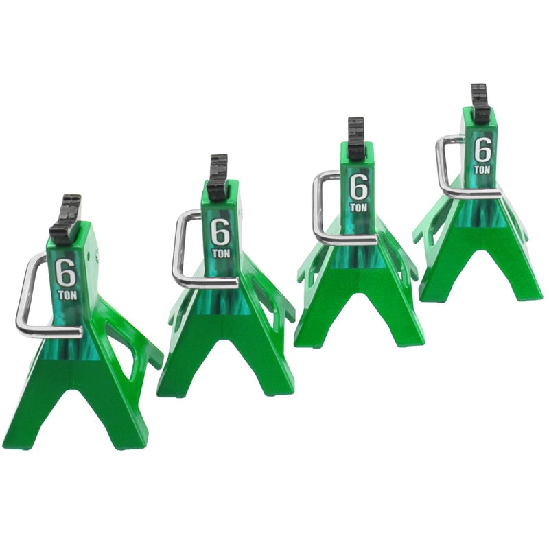 Vgoohobby 4Pcs Vgoohobby 110 RC Scale Toy Decoration Metal RC Jack Toy Stands Simulation Compatible with Traxxas TRX4 Axial SCX10 RC4WD Tamiya CC01 D90 HPI HSP 110 RC Climbing Crawler Car Green - Image 3
