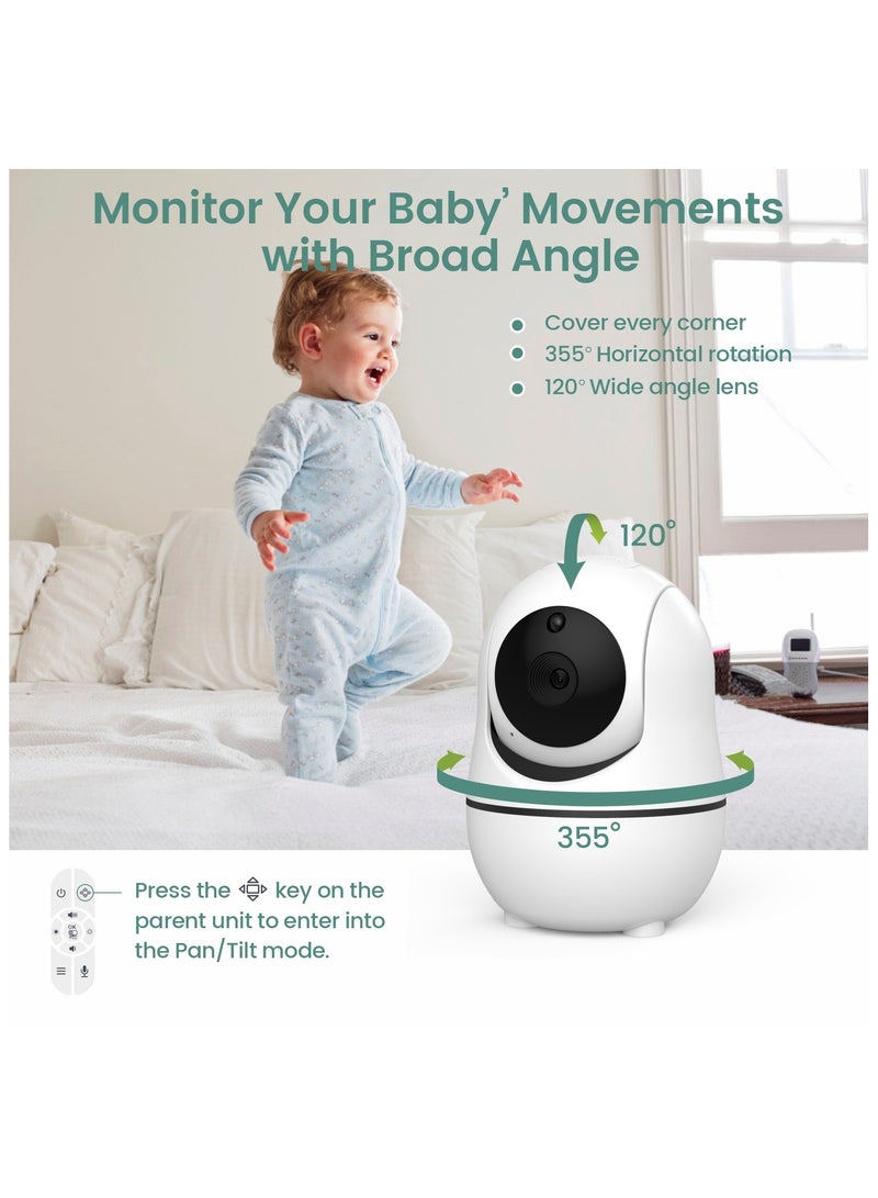 1080P 7-Inch Baby Monitor with Camera and Audio, Upgrade No Wifi 22-Hour Battery Remote Pan-Tilt-Zoom Video Baby Monitor, Night Vision, VOX, 2-Way Talk - Image 3