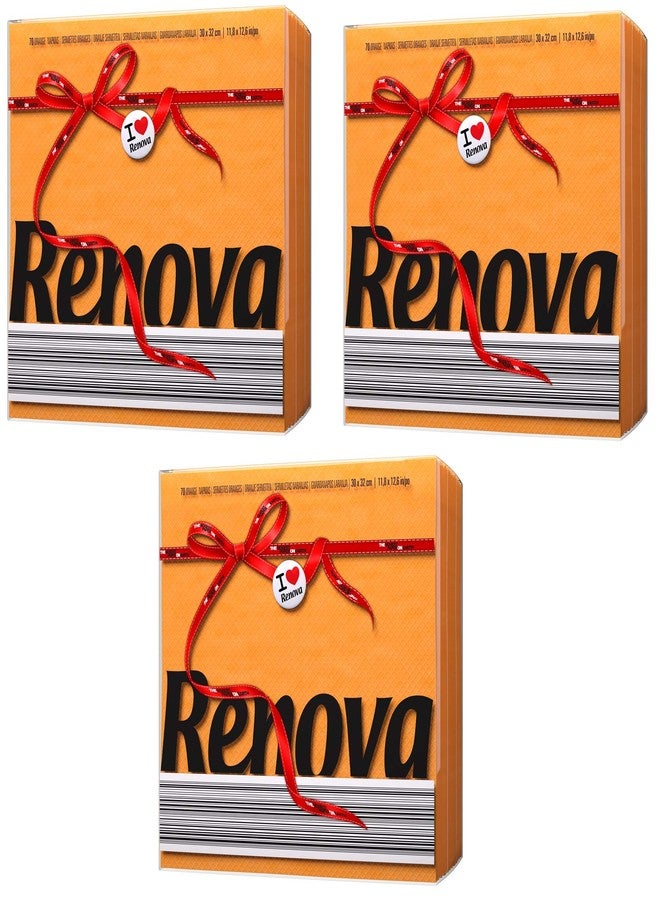 Renova Paper Napkins - Orange, Pack of 3, Extra Soft and Absorbent Paper, First Time in India
