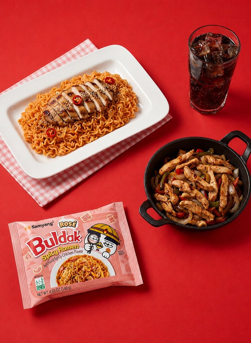 Buldak Hot Chicken Flavor Ramen Rose - 140g (2-Pack) - Image 2