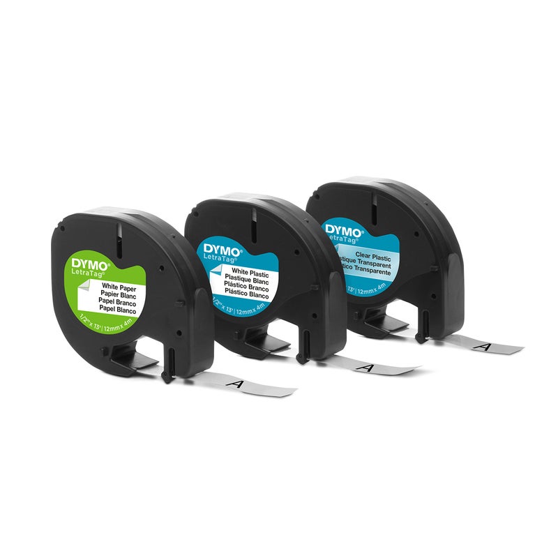 DYMO LT Labels Variety Pack, 1/2-Inch x 13-Foot Rolls, Black Print, 3 Rolls, for LetraTag Label Makers - Image 3