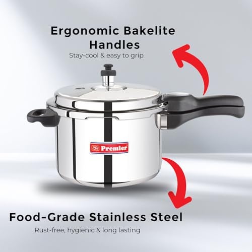 Premier Comfort Stainless steel Sandwich bottom Pressure Cooker (Stainless steel, 7.5 Ltr) - Image 4
