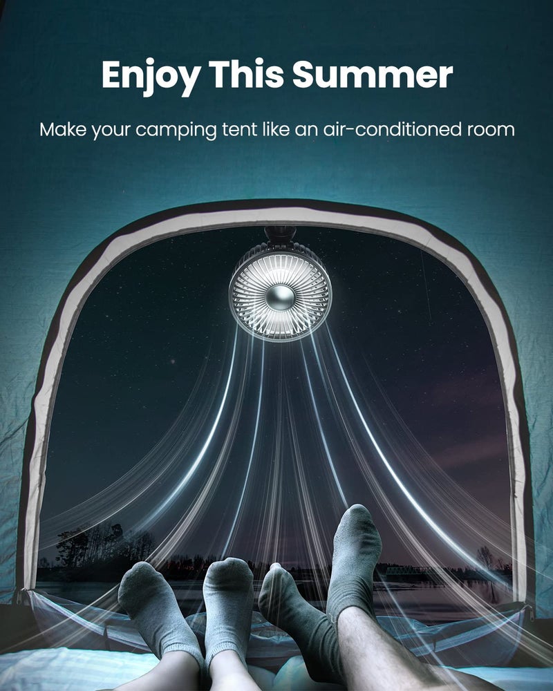 Gaiatop Baby Stroller Fan, 4000mAh Oscillating Mini Portable Fan with Light, 4 Speeds Battery Operated Small Handheld Desk Fan, 360Â° Rotate Flexible Tripod Clip On Fan for Car Seat Crib Travel Black - Image 5