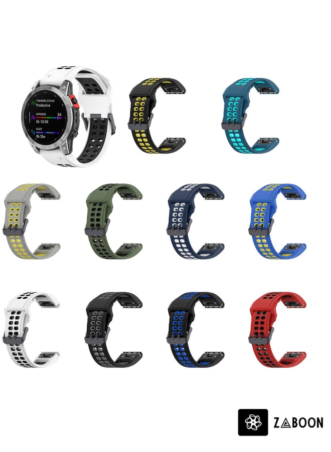 Zaboon Amazfit Falcon 22mm  Two-Color Breathable Sports Silicone Watch Band - Image 4