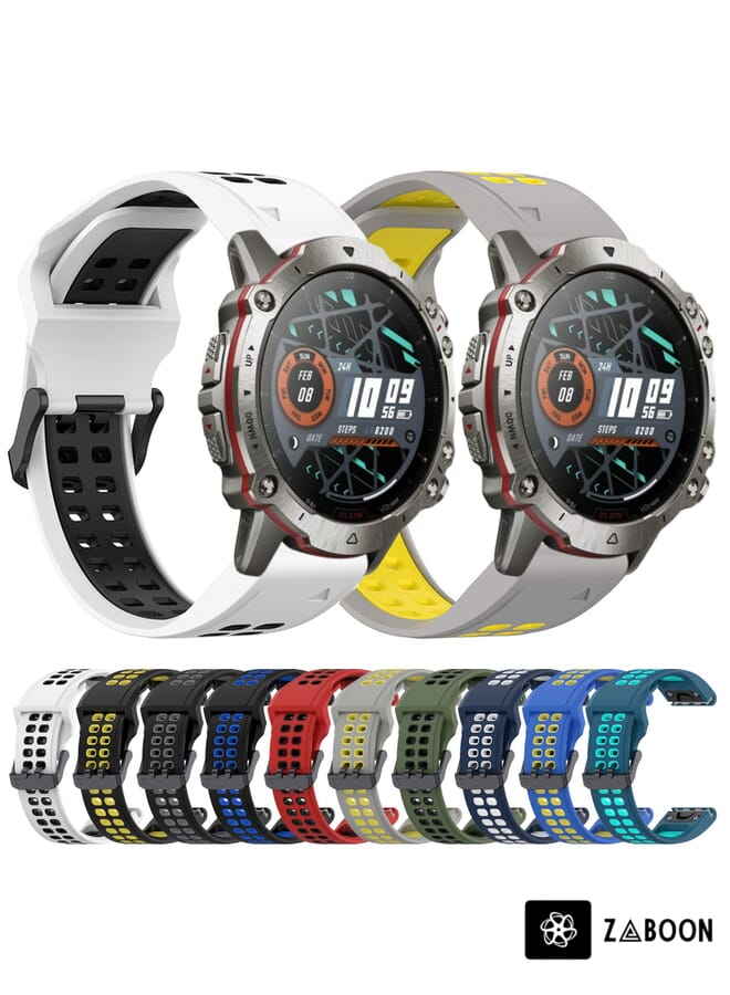 Zaboon Amazfit Falcon 22mm  Two-Color Breathable Sports Silicone Watch Band - Image 3