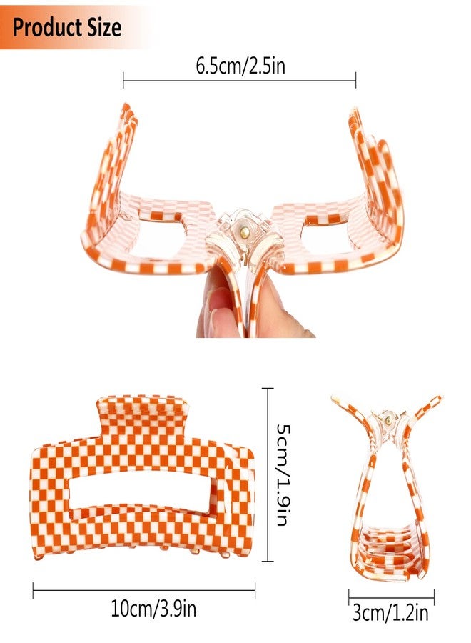 Whaline Checkered Vintage Styling Large 4 Inch Retro Rectangular Cute Non-slip Strong Hold Banana Clips for Long Hair for Women & Girls - 3Pcs - Image 2