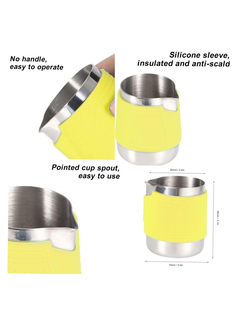 Generic Stainless Steel Milk Frothing Pitcher 12OZ with Heat Resistant Grip Ideal for Espresso Machines and Latte Art Yellow Color  - Image 1