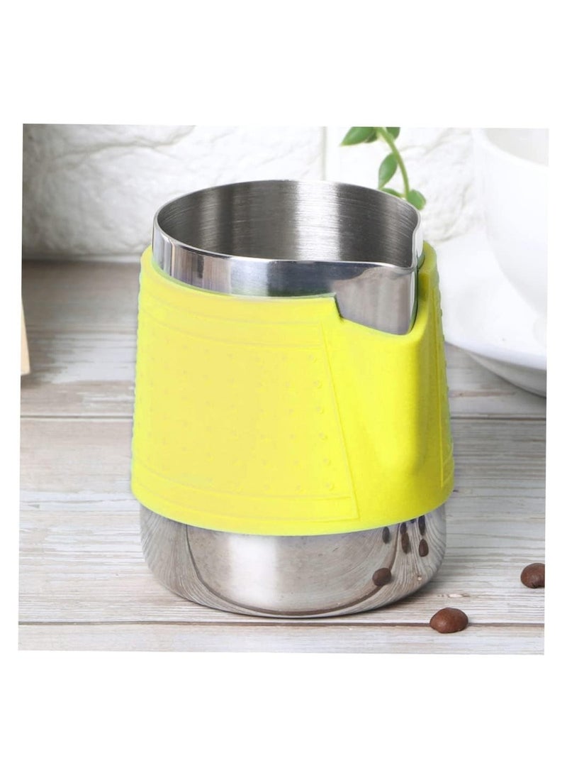 Generic Stainless Steel Milk Frothing Pitcher 12OZ with Heat Resistant Grip Ideal for Espresso Machines and Latte Art Yellow Color  - Image 2