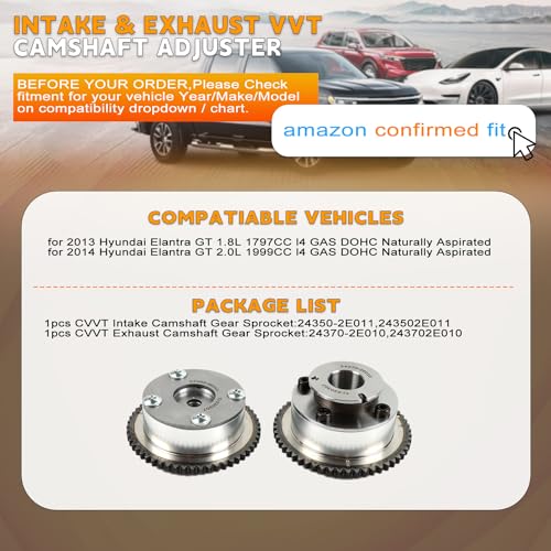 PANGOLIN 2PCS Exhaust & Intake VVT Timing Camshaft Gear Sprocket Phaser Adjuster 24370-2E010 24350-2E011 for 2013 Elantra GT 1.8L, for 2014 Elantra GT 2.0L - Image 2
