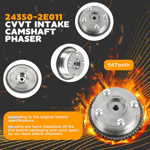 PANGOLIN 2PCS Exhaust & Intake VVT Timing Camshaft Gear Sprocket Phaser Adjuster 24370-2E010 24350-2E011 for 2013 Elantra GT 1.8L, for 2014 Elantra GT 2.0L - Image 4