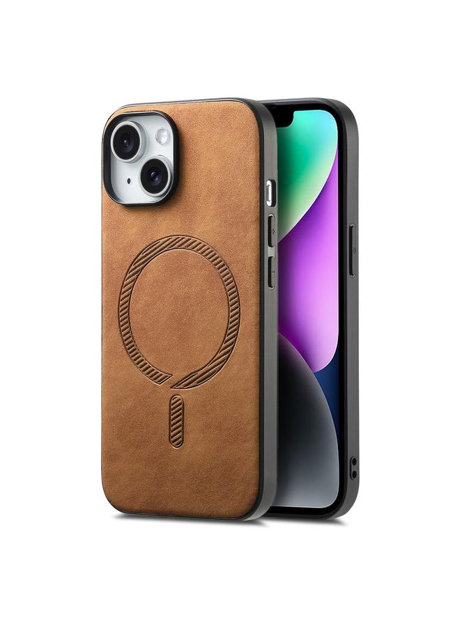 Case For iPhone 14 Plus Solid Color Retro Magsafe PU Back Cover Phone Case
