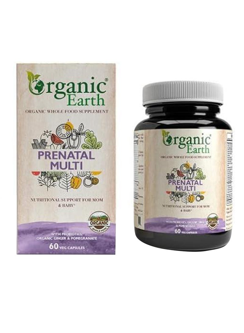 Organic Earth Prenatal Multi with Probiotics Organic Ginger & Pomegranate 60 Capsules
