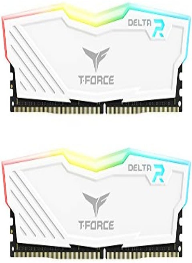 T-Force Delta RGB DDR4 16GB (2x8GB) 3200MHz (PC4-25600) CL16 Desktop Memory Module ram White - TF4D416G3200HC16CDC01
