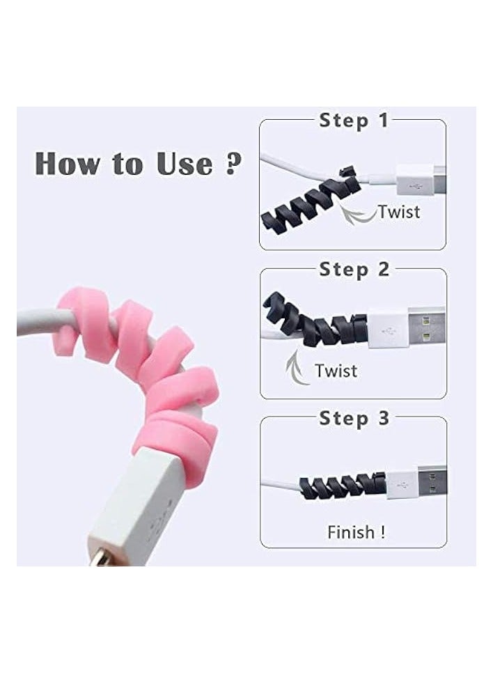 KASTWAVE 24 Pieces Charger Cable Saver, Silicone Flexible Wire Protector, Data Lines Cable Protector, Wire Repair, Type-C Cord Protector Headphone Adapter Saver Spiral Wrap Strain Relief Sleeve - Image 4